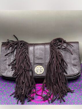 NWT Tory Burch Fringe Clutch, Brown 🤎